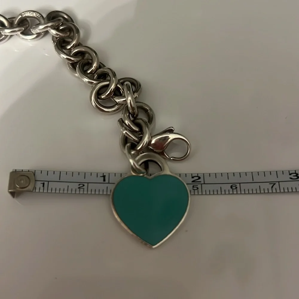 Tiffany & Co. Silver Charm Bracelet with Turquoise Heart Charm